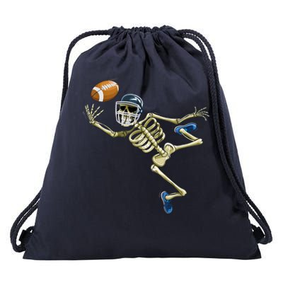 American Football Skeleton Halloween Boys Football Fan Drawstring Bag