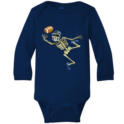 American Football Skeleton Halloween Boys Football Fan Baby Long Sleeve Bodysuit