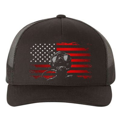 American Flag Scuba Diving Apparel Scuba Diving Yupoong Adult 5-Panel Trucker Hat