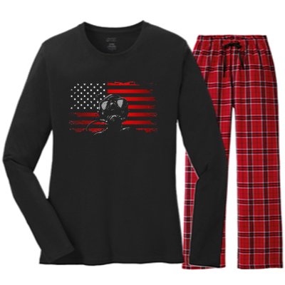 American Flag Scuba Diving Apparel Scuba Diving Women's Long Sleeve Flannel Pajama Set 