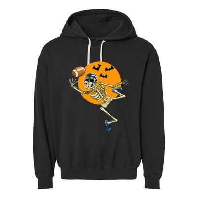 American Football Skeleton Halloween Football Fan Garment-Dyed Fleece Hoodie