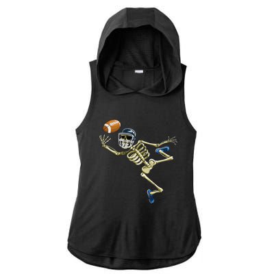 American Football Skeleton Halloween Football Fan Ladies PosiCharge Tri-Blend Wicking Draft Hoodie Tank