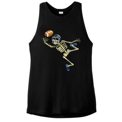 American Football Skeleton Halloween Football Fan Ladies PosiCharge Tri-Blend Wicking Tank