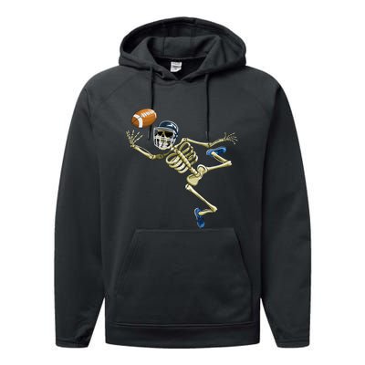 American Football Skeleton Halloween Football Fan Performance Fleece Hoodie