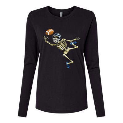 American Football Skeleton Halloween Football Fan Womens Cotton Relaxed Long Sleeve T-Shirt