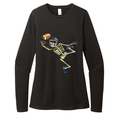 American Football Skeleton Halloween Football Fan Womens CVC Long Sleeve Shirt