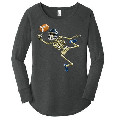 American Football Skeleton Halloween Football Fan Women's Perfect Tri Tunic Long Sleeve Shirt