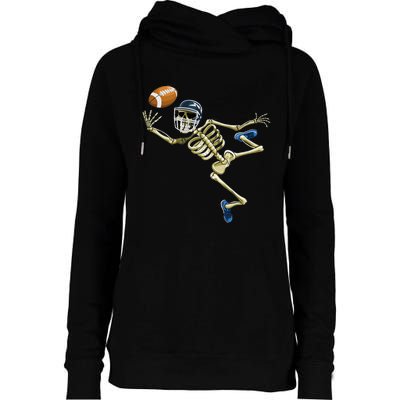 American Football Skeleton Halloween Football Fan Womens Funnel Neck Pullover Hood