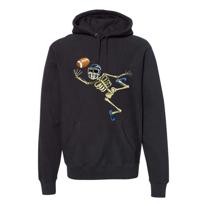 American Football Skeleton Halloween Football Fan Premium Hoodie