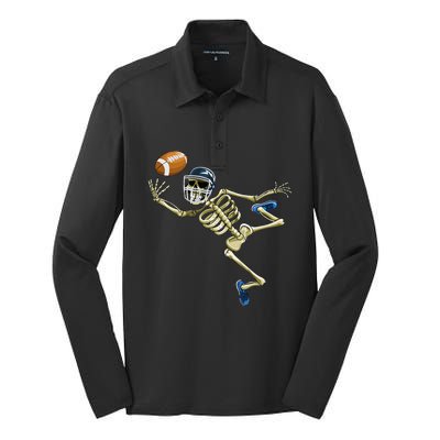 American Football Skeleton Halloween Football Fan Silk Touch Performance Long Sleeve Polo