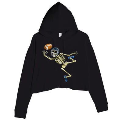 American Football Skeleton Halloween Football Fan Crop Fleece Hoodie