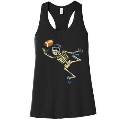 American Football Skeleton Halloween Football Fan Women's Racerback Tank