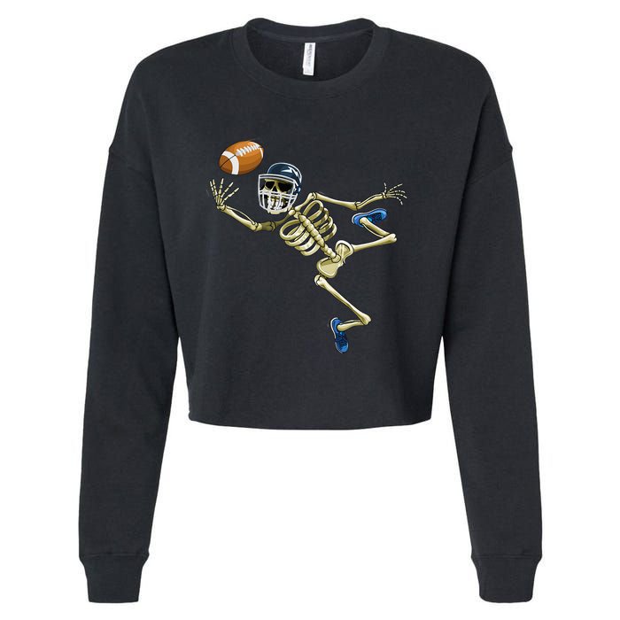 American Football Skeleton Halloween Football Fan Cropped Pullover Crew