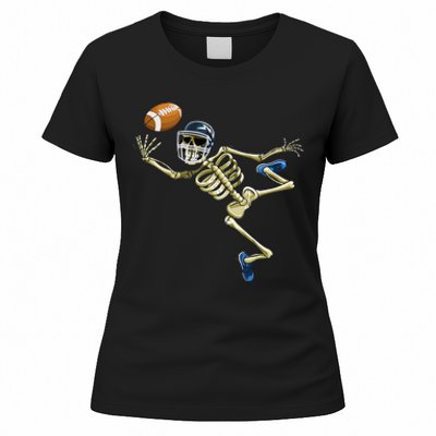 American Football Skeleton Halloween Football Fan Women's T-Shirt