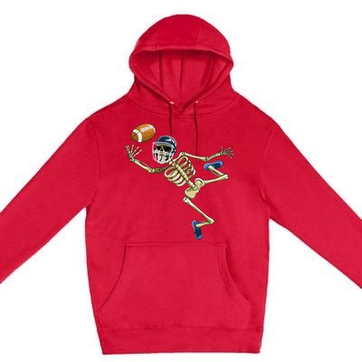 American Football Skeleton Halloween Football Fan Premium Pullover Hoodie