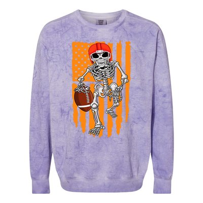 American Football Skeleton Halloween Football Fan Colorblast Crewneck Sweatshirt