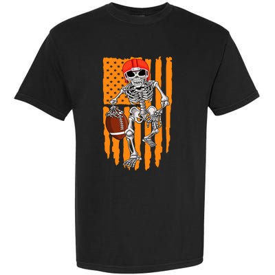 American Football Skeleton Halloween Football Fan Garment-Dyed Heavyweight T-Shirt