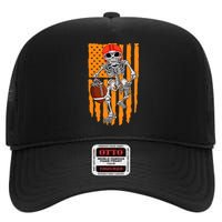 American Football Skeleton Halloween Football Fan High Crown Mesh Back Trucker Hat