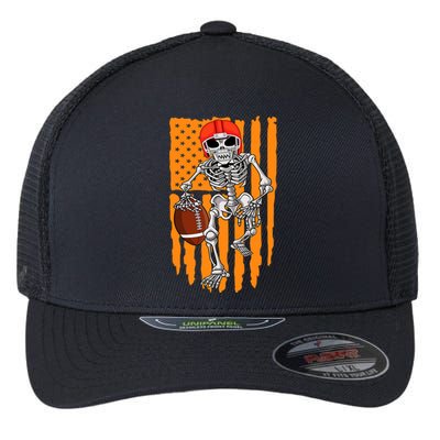 American Football Skeleton Halloween Football Fan Flexfit Unipanel Trucker Cap