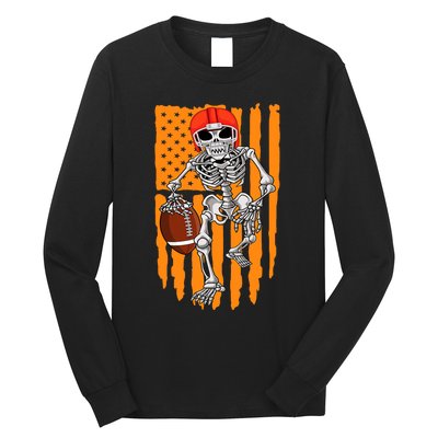 American Football Skeleton Halloween Football Fan Long Sleeve Shirt