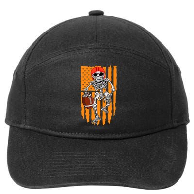 American Football Skeleton Halloween Football Fan 7-Panel Snapback Hat