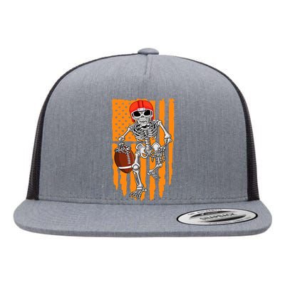 American Football Skeleton Halloween Football Fan Flat Bill Trucker Hat