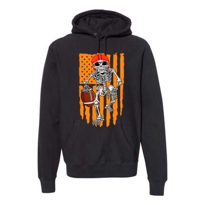 American Football Skeleton Halloween Football Fan Premium Hoodie