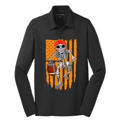 American Football Skeleton Halloween Football Fan Silk Touch Performance Long Sleeve Polo