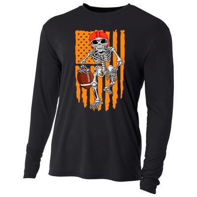 American Football Skeleton Halloween Football Fan Cooling Performance Long Sleeve Crew