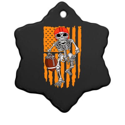 American Football Skeleton Halloween Football Fan Ceramic Star Ornament