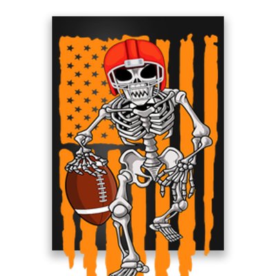 American Football Skeleton Halloween Football Fan Poster