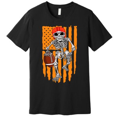 American Football Skeleton Halloween Football Fan Premium T-Shirt