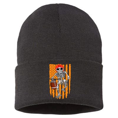 American Football Skeleton Halloween Football Fan Sustainable Knit Beanie