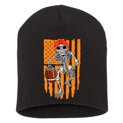 American Football Skeleton Halloween Football Fan Short Acrylic Beanie