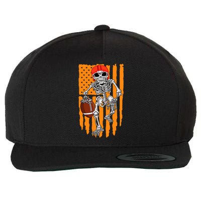 American Football Skeleton Halloween Football Fan Wool Snapback Cap