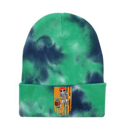 American Football Skeleton Halloween Football Fan Tie Dye 12in Knit Beanie