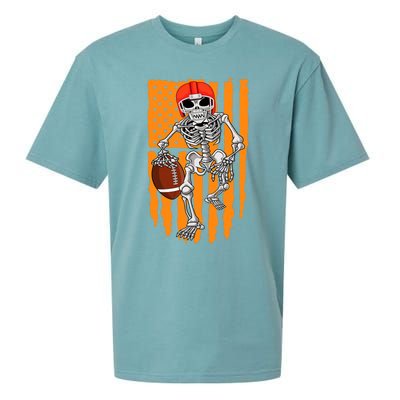 American Football Skeleton Halloween Football Fan Sueded Cloud Jersey T-Shirt