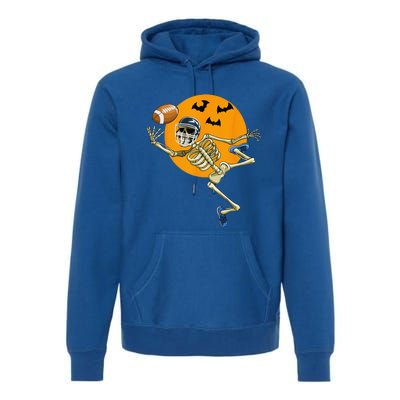 American Football Skeleton Halloween Football Fan Gift Premium Hoodie