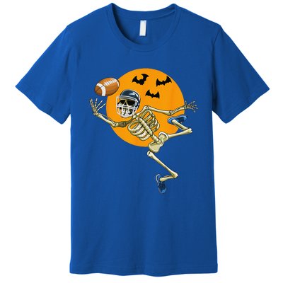 American Football Skeleton Halloween Football Fan Gift Premium T-Shirt