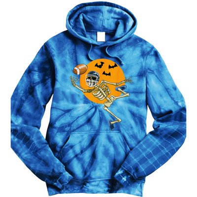 American Football Skeleton Halloween Football Fan Gift Tie Dye Hoodie