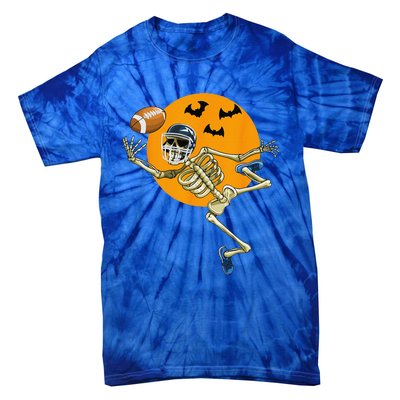 American Football Skeleton Halloween Football Fan Gift Tie-Dye T-Shirt