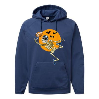 American Football Skeleton Halloween Football Fan Gift Performance Fleece Hoodie