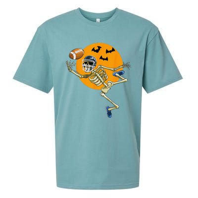 American Football Skeleton Halloween Football Fan Gift Sueded Cloud Jersey T-Shirt