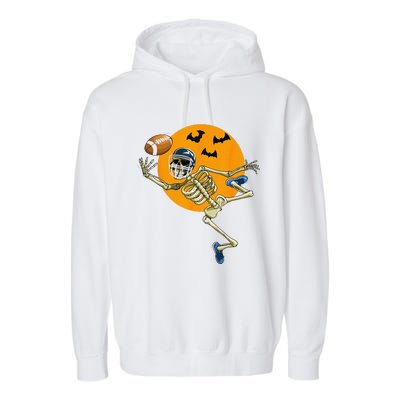 American Football Skeleton Halloween Football Fan Gift Garment-Dyed Fleece Hoodie