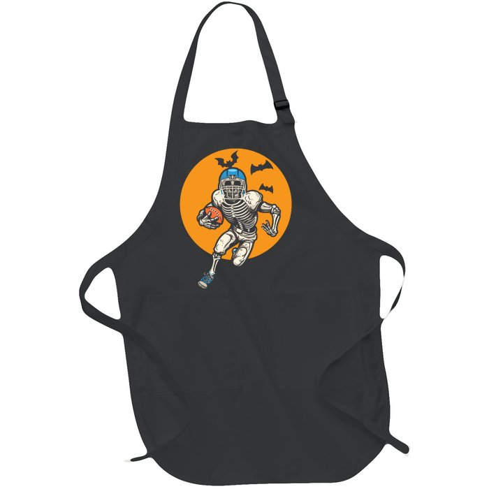 American Football Skeleton Halloween Football Fan Full-Length Apron With Pockets