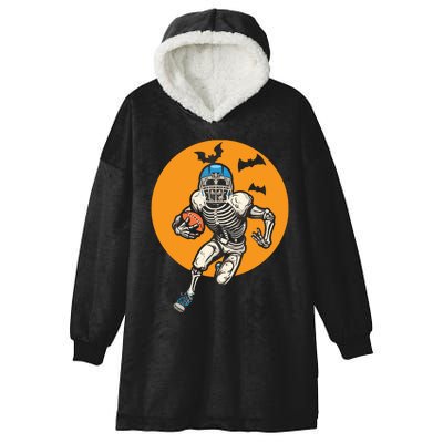 American Football Skeleton Halloween Football Fan Hooded Wearable Blanket