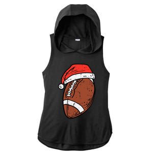 American Football Santa Hat Sports Christmas Xmas Ladies PosiCharge Tri-Blend Wicking Draft Hoodie Tank