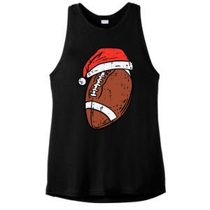 American Football Santa Hat Sports Christmas Xmas Ladies PosiCharge Tri-Blend Wicking Tank