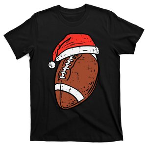 American Football Santa Hat Sports Christmas Xmas T-Shirt