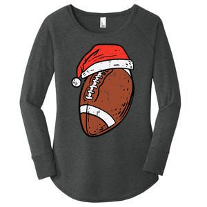 American Football Santa Hat Sports Christmas Xmas Women's Perfect Tri Tunic Long Sleeve Shirt